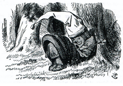 El Rey Rojo que ronca - Ilustración de John Tenniel del cuarto capítulo de Alicia a través del espejo.