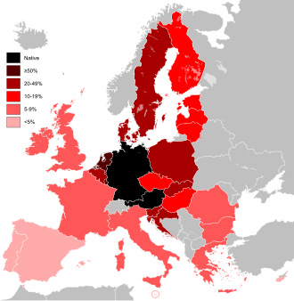 Gráfico sobre los conocimientos de lengua alemana de los ciudadanos de la Unión Europea
