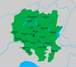 Dominios territoriales de la familia Visconti en el siglo XIV