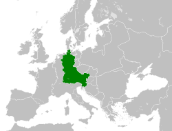 Mapa histórico que ilustra la distribución territorial de la Francia Oriental en 843.