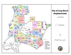 Mapa detallado de los vecindarios de Long Beach