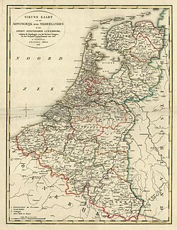 Mapa histórico del Reino de los Países Bajos y el Gran Ducado de Luxemburgo en 1815
