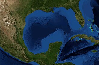 Vista satelital del golfo de México tomada por la NASA