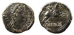 As acuñado en Bílbilis durante el reinado del emperador romano Augusto