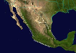 Mapa de las principales cordilleras de México