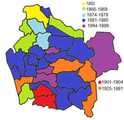 Mapa histórico de las oleadas de colonización en la Región de la Araucanía