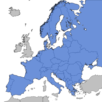 Mapa que muestra la región de la Europa continental.