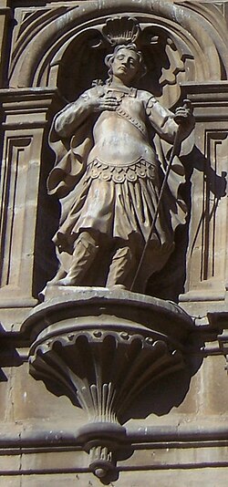 Representación o elemento escultórico relacionado con san Emeterio en el pórtico de la catedral