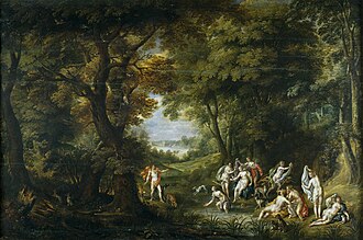 Paisaje con Diana y Acteón por Hendrick de Clerck y Denis van Alsloot