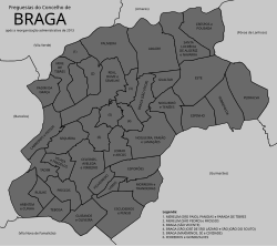 Distribución de las parroquias en el municipio de Braga