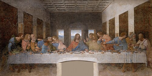 La Última Cena pintada por Leonardo da Vinci representa a Jesucristo junto a los apóstoles.