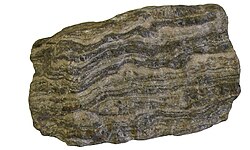 Muestra de roca de gneis metamórfico