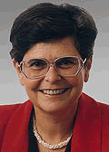 Bandera oficial y datos de la presidencia de Ruth Dreifuss
