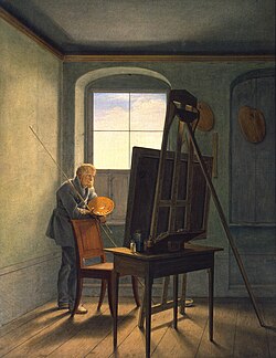 Caspar David Friedrich en su estudio por Georg Friedrich Kersting
