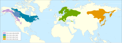 Mapa de distribución de las subespecies