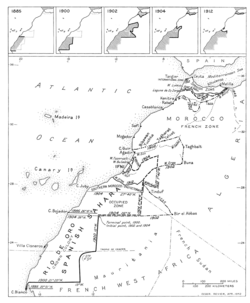 Mapa de la evolución territorial española en Marruecos entre 1885 y 1912