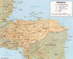 Mapa de la ubicación y límites de Honduras