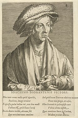Retrato de Joachim Patinir grabado por Cornelis Cort
