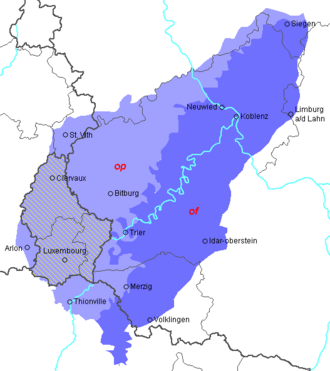 Mapa de distribución del fráncico moselano