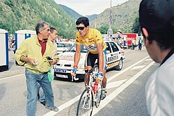 Miguel Indurain concentrado en competición