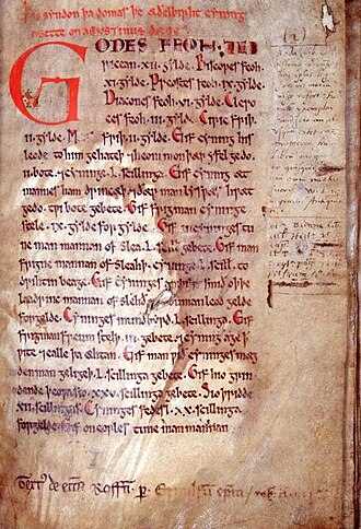 Primer folio del Textus Roffensis