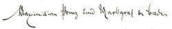 Firma del príncipe Maximiliano de Baden