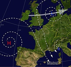 Condiciones meteorológicas del mistral