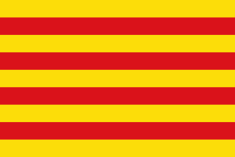 Bandera de Cataluña representando las cuatro barras rojas sobre fondo amarillo.