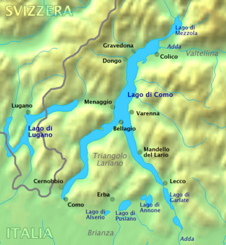 Esquema hidrológico del Lago de Como