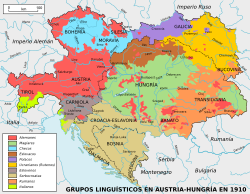 Mapa étnico de Transilvania en 1910 dentro del Imperio austrohúngaro