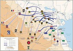 Mapa del plan de invasión terrestre de la coalición