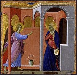 Anunciación de la catedral de Siena de Duccio di Buoninsegna