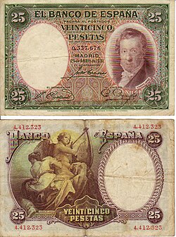 Vicente López Portaña en un billete de pesetas