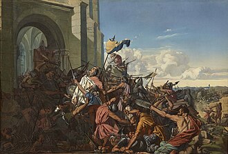 Representación de la Batalla de Brissarthe y la muerte de Roberto el Fuerte