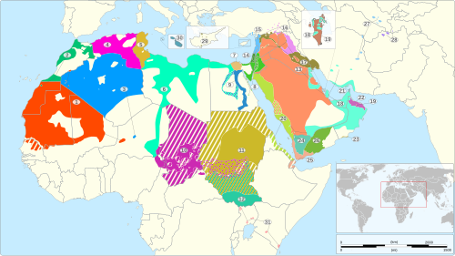 Mapa de la extensión del idioma árabe