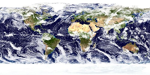 Mapamundi basado en imágenes de satélite