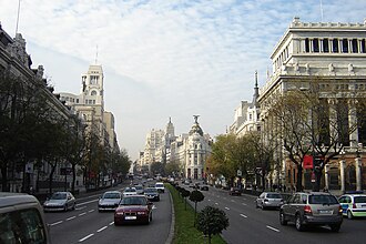 Tramo inicial de la calle Alcalá de Madrid