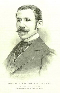 Retrato grabado de Mariano Benlliure publicado en La Ilustración Española y Americana en 1891