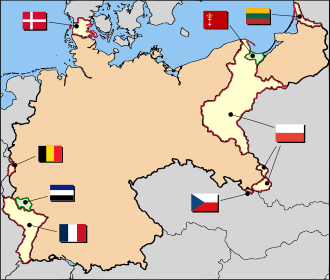 Mapa de Alemania en 1919 mostrando las pérdidas territoriales en Europa