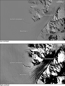 Fotografías del Glaciar Byrd en la Antártida