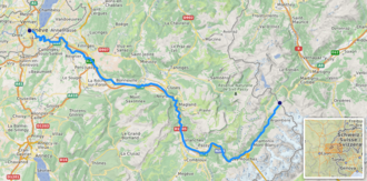 Representación cartográfica y datos generales del río Arve