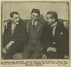 Muñoz Seca junto a Enrique García Álvarez y Ramón Peña en 1917