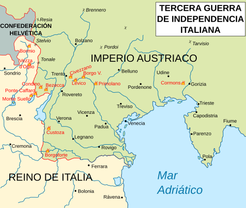 Mapa de las batallas libradas durante la contienda