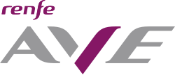 Logotipo y servicios de trenes de alta velocidad de Renfe AVE