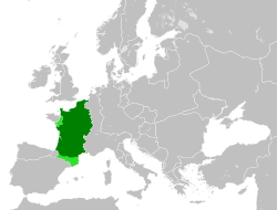 Mapa histórico de la Francia Occidental en el año 843