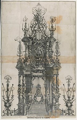 Grabado de un túmulo funerario en la iglesia de la Encarnación