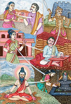 Representación de la reencarnación en el arte hinduista