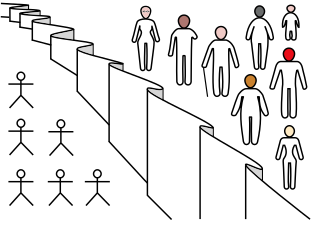 Representación gráfica de la posición original de John Rawls