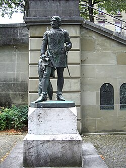Representación escultórica de Bertoldo V en la fuente de Zähringen en Berna