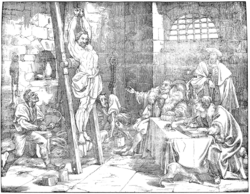 Dibujo alegórico de Martin Disteli sobre Christian Schybi